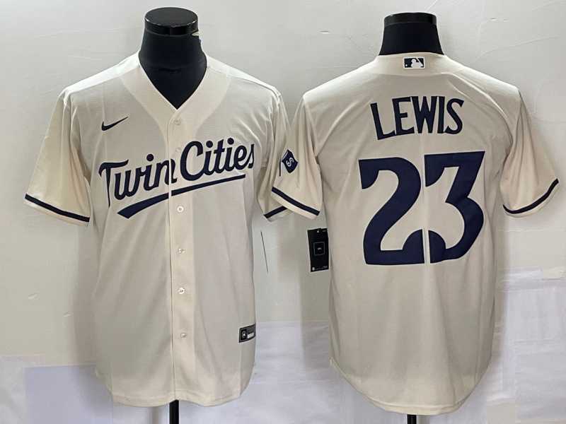 Mens Minnesota Twins #23 Royce Lewis Cream Cool Base Stitched Baseball Jersey